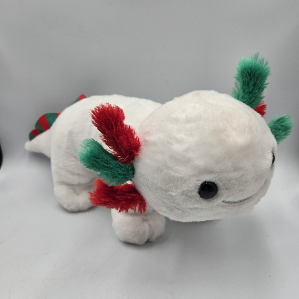 Build A Bear Festive Fun Axolotl Christmas Plush Large 19" 2023 EUC White Red